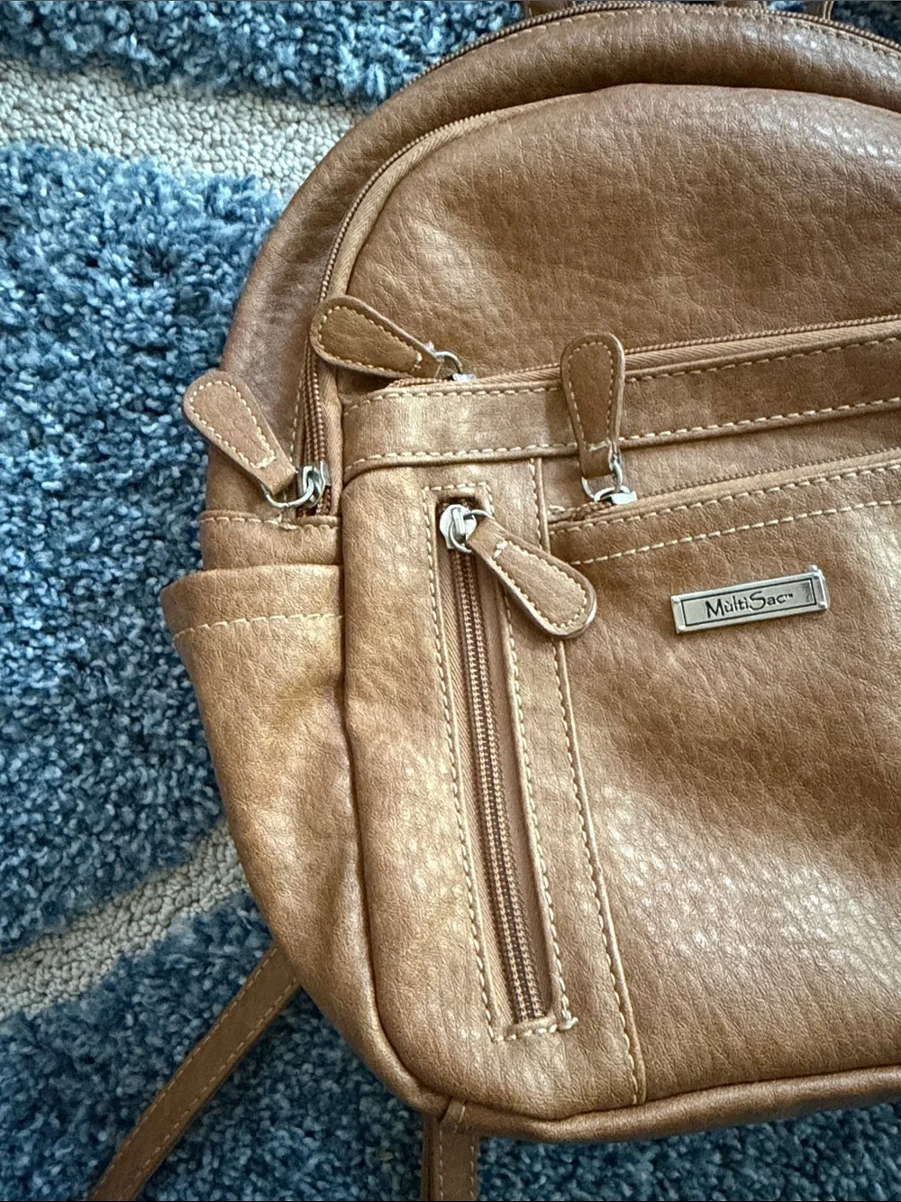 Gently Used..Tan Leatherette Mini Backpack